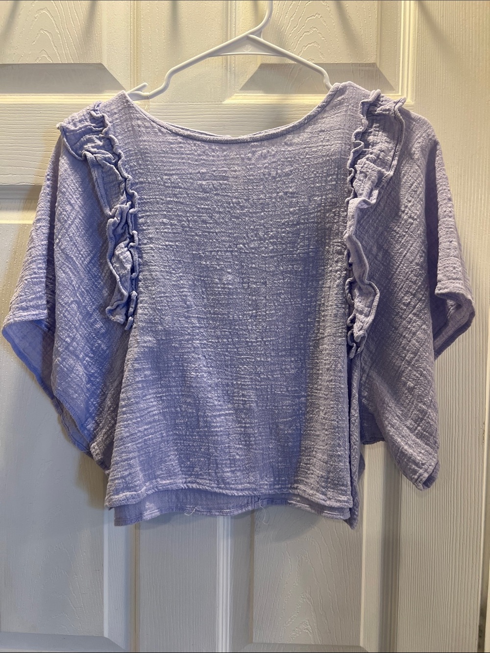 HYFVE Lavender Ruffle Flutter Sleeve Crop Top